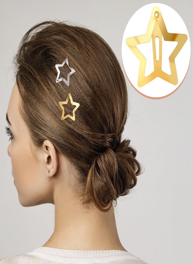 Mxxipp 30pcs Star Hair Clips for Women, Non-Slip Metal Star Snap Barrettes, Y2K Hairstyle Accessories for Thick Thin Fine Straight Curly Long Short Hair- Gold & Silver & Black - Image 3